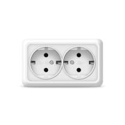 Розетка 2-м ОП Олимп 16А IP20 с заземл. бел. UNIVersal О0128