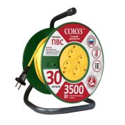 Удлинитель на катушке 4х30м без заземл. 16А IP20 3.5кВт Союз 481S-3303