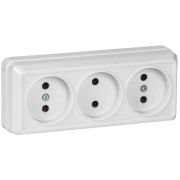 Розетка 3-м ОП Октава 10А IP20 без заземл. бел. GENERICA ERO30-K01-10-DC