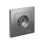 Розетка 1-м СП AtlasDesign 16А IP20 без заземл. в сборе сталь SE ATN000940
