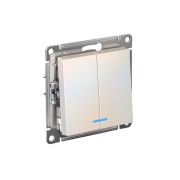 Выключатель 2-кл. СП AtlasDesign 10А IP20 (сх. 5а) 10AX с подсветкой механизм жемчуж. SE ATN000453