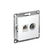 Розетка компьютерная + телевизионная 2-м СП AtlasDesign RJ45 кат.5E + TV механизм бел. SE ATN000189