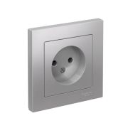 Розетка 1-м СП AtlasDesign 16А IP20 без заземл. в сборе алюм. SE ATN000340