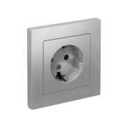 Розетка 1-м СП AtlasDesign 16А IP20 с заземл. защ. шторки в сборе алюм. SE ATN000344