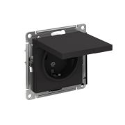 Розетка 1-м СП AtlasDesign 16А IP20 с заземл. защ. шторки с крышкой механизм карбон SE ATN001046
