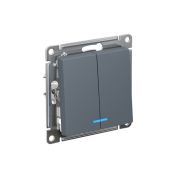 Выключатель 2-кл. СП AtlasDesign 10А IP20 (сх. 5а) 10AX с подсветкой механизм грифель SE ATN000753