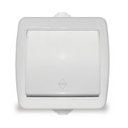 Переключатель проходной 1-кл. ОП Клио 10А IP44 бел. UNIVersal К2230