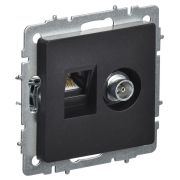 Розетка компьютерная + телевизионная 2-м Brite РТВ/РК12-БрЧ RJ45 кат.5E + TV механизм черн. IEK BR-AK20-1-K02