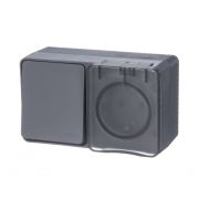 Блок ОП AtlasDesign PROFI IP54 (розетка 1-м 16А заземл. защ. шторки + 1-кл. выключатель 10А) антрацит SE ATN544070