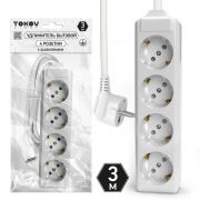 Удлинитель 4х3м с заземл. 10А 3х1.5 TOKOV ELECTRIC TKL-C01-BU4-3-1.5-Z
