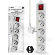 Удлинитель 5х5м с заземл. с выкл. 10А 3х1.5 TOKOV ELECTRIC TKL-C01-BU5-5-1.5-ZV