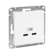 Розетка 2-м СП Эпика USB-C механизм бел. EKF UP1-SOW-2USBC