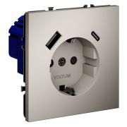 Розетка 1-м СП S70 16А с USB A+С с заземл. защ. шторки механизм кашемир Voltum VLS040503