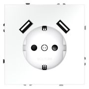Розетка 1-м СП S70 16А с USB A+A с заземл. защ. шторки механизм бел. матов. Voltum VLS040402