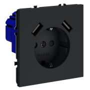Розетка 1-м СП S70 16А с USB A+A с заземл. защ. шторки механизм графит Voltum VLS040407