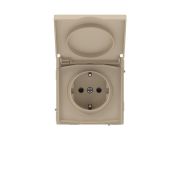 Розетка силовая KANT IP44 2P+E защ. шторки с крышкой ванильн. марципан DKC 7015013
